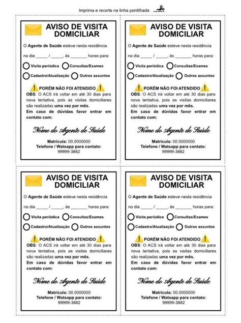 Download Do Modelo De Aviso De Visita Domiciliar Para Acs