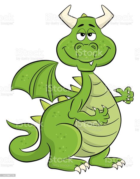 Sleepy Smiling Cartoon Dragon Stock Illustration Download Image Now