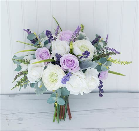Boho Rustic Chic Bouquet Lavender Wild Sprays Silk