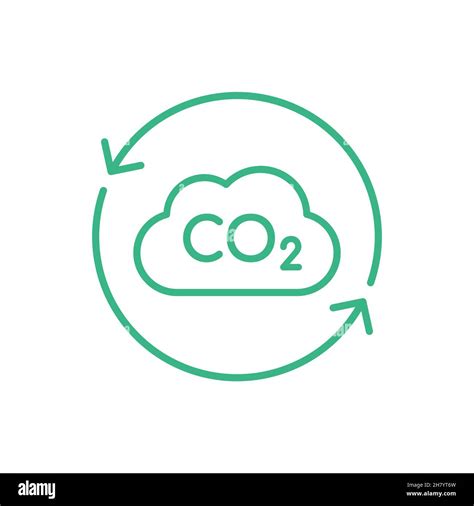 Co2 Carbon Dioxide Cloud Inside Circle Arrows Cloud Thin Line Icon