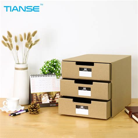 Tianse Kraft Paper Desktop Storage Box 24531525cm For File Document