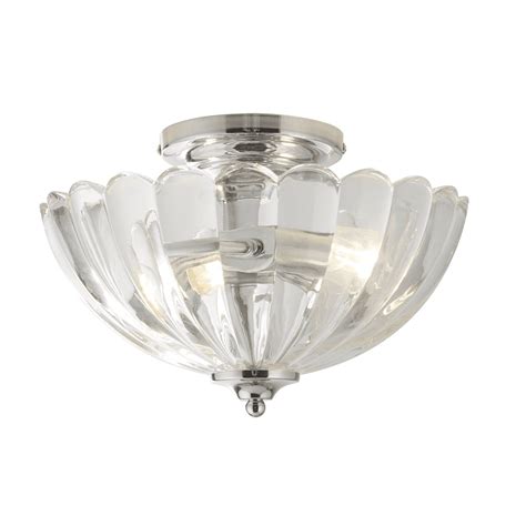 Thlc Contemporary Semi Flush Ceiling Light In Chrome Finish With Clear