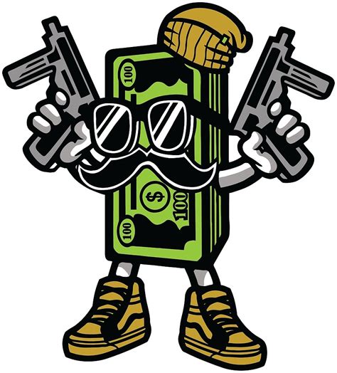 Gangster Cash Money Cartoon Character By Thatmerchstore Redbubble