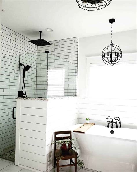 shower half wall home design ideas