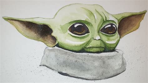 Baby Yoda The Mandalorian Watercolor Painting Youtube