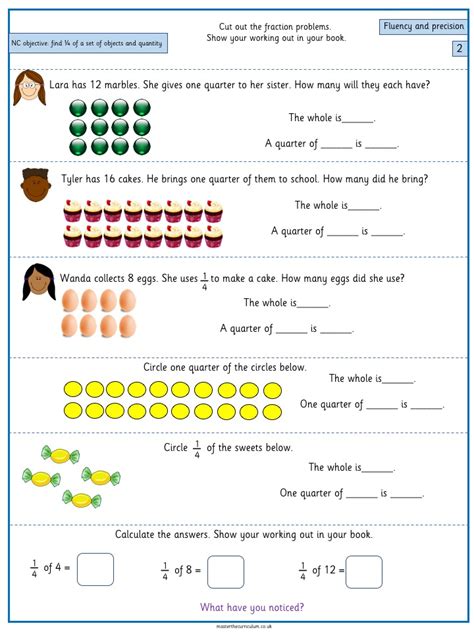 Year 2 Fractions Of Numbers Worksheets