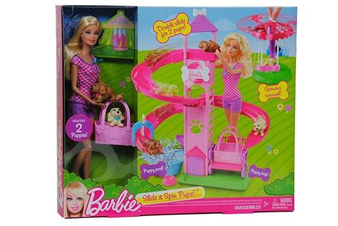 barbie slide and spin pups playset 0746775191429 buy new and used toies books and more