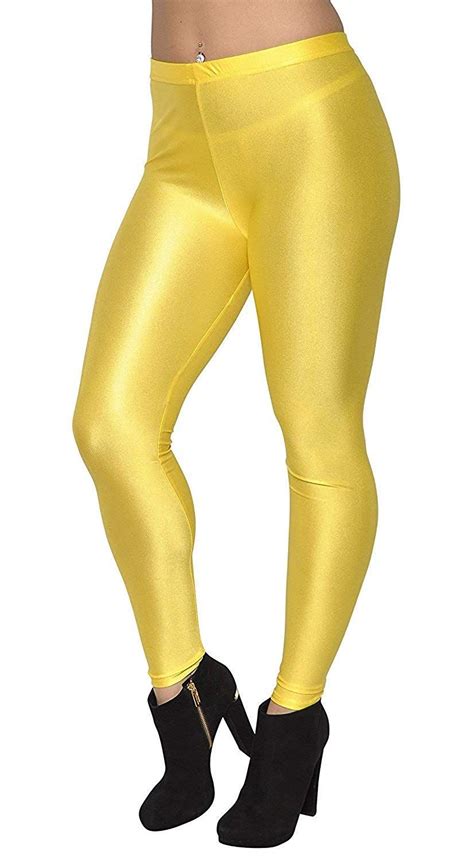 Shiny Satin Lycra Yellow Leggings Yellow Leggings Neon Leggings Hot