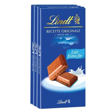 Lindt Tablette De Chocolat Au Lait Extra Fin Recette Originale X G Achat Vente Chocolat