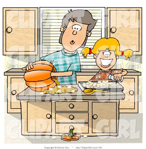 Clip Art Of A Brother And Younger Sister Carving A Pumpkin