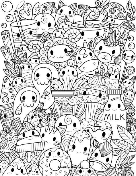 Teach your kids how to hold and move their brush in a good way, improve their skills and have fun with it. Get This Kawaii Coloring Pages Food Doodle Printable