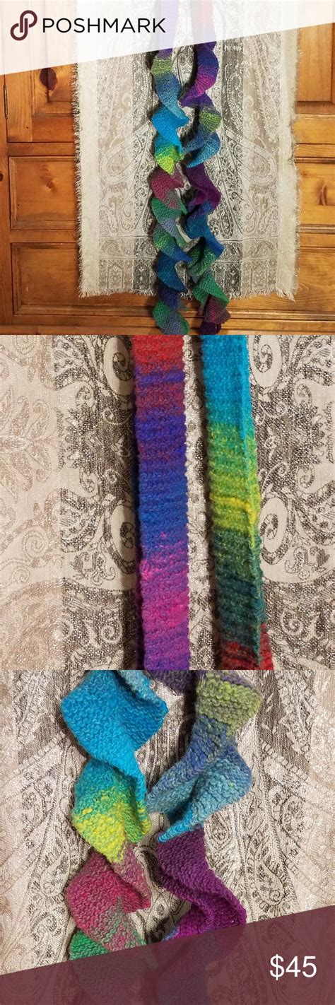 Handmade Long Twisty Rainbow Scarf Rainbow Scarf Handmade Scarf