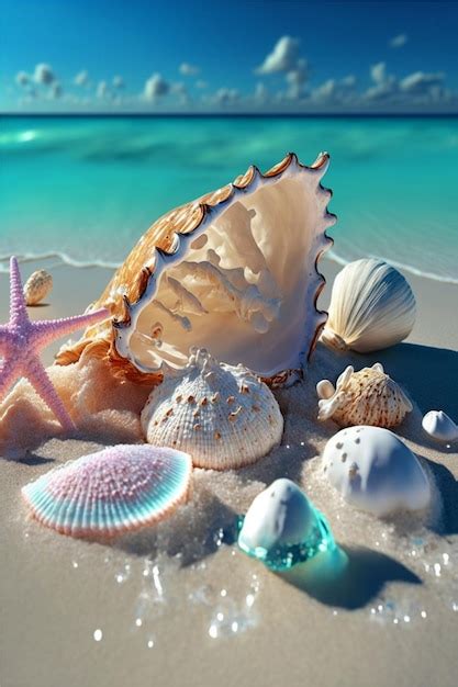 Premium Photo Group Of Sea Shells Sitting On Top Of A Sandy Beach