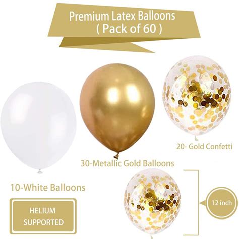 Mioparty™ Metallic Gold 12 Inch Latex White And Gold Confetti Balloons