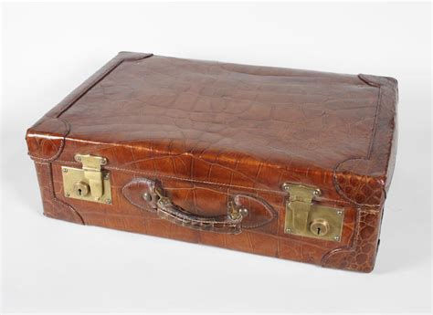 Bonhams An Edwardian Crocodile Skin Rectangular Suitcase