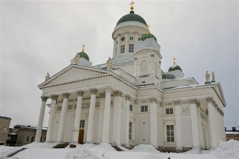 Helsinki Cathedral On A Cloudy Winter Day In Helsinki Finland