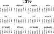 Download 2019 Calendar Transparent 01s - Printable 2019 Yearly Calendar ...