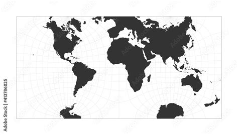 Vecteur Stock Map Of The World Guyou Hemisphere In A Square Projection Globe With Latitude And