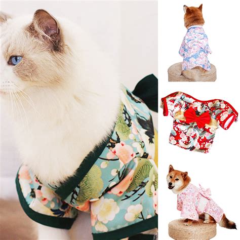 SPRING PARK Adorable Fabric Pet Kimono Dress Japanese Style Pet Dress