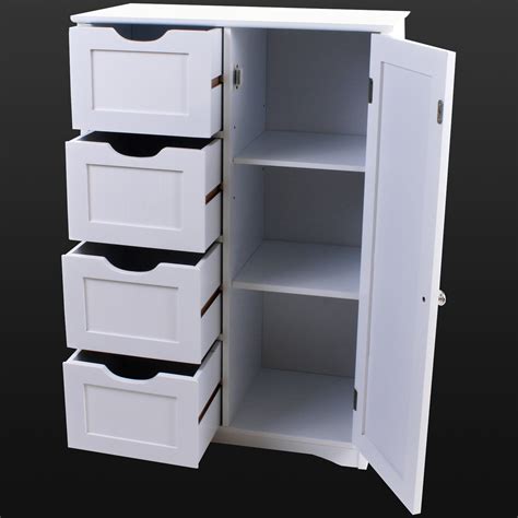4 Drawer Cabinet Bathroom Storage Unit Chest Cupboard White Stylish