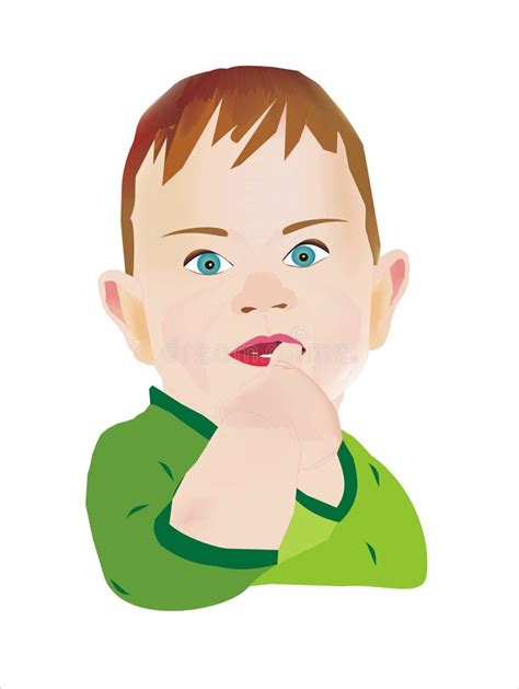 Boy Stuck His Finger In His Mouth Stock Illustration Image 16253027