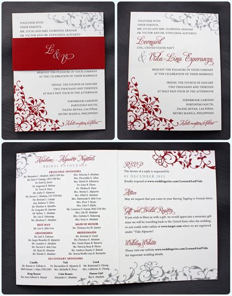 Talented designers really pull out all the stops and create some amazingly inspirational pieces. Red & Gray Ornate Swirls Trifold Belly Band Wedding ...
