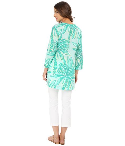 Lilly Pulitzer Marco Island Tunic Poolside Blue Tiger Palm