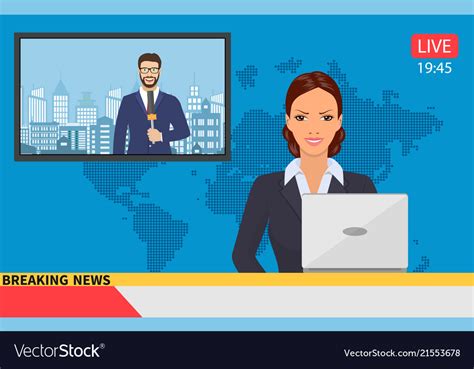 News Anchor Broadcasting Royalty Free Vector Image