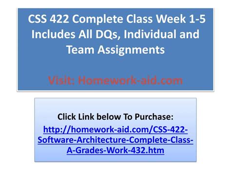 Ppt Css 422 Complete Class Week 1 5 Includes All Dqs Individual
