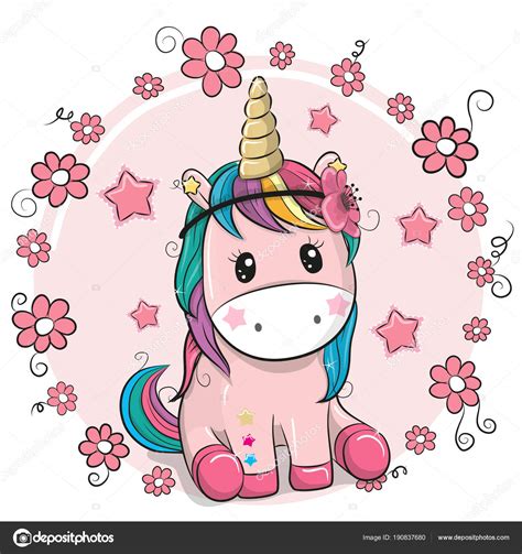 Greeting Card Unicorn With Flowers On A Pink Background — Stock Vector