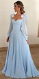 Light Blue Prom Dress For Teens, Evening Gown, Graduation School Party ...