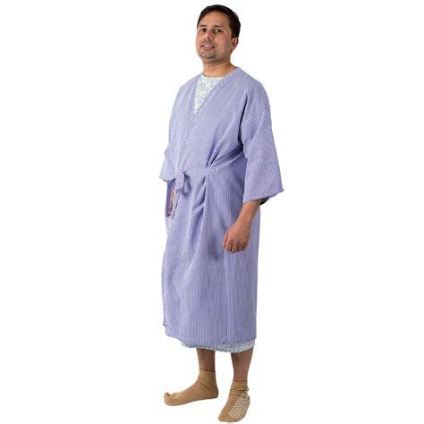 Blue And White Hospital Dressing Gown Interweave Healthcare
