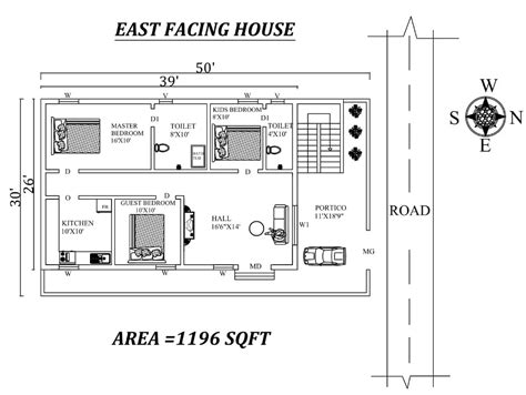 The Floor Plan For An East Facing House