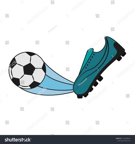Soccer Boot Kicking Ball Stock Vector Royalty Free 1102638425