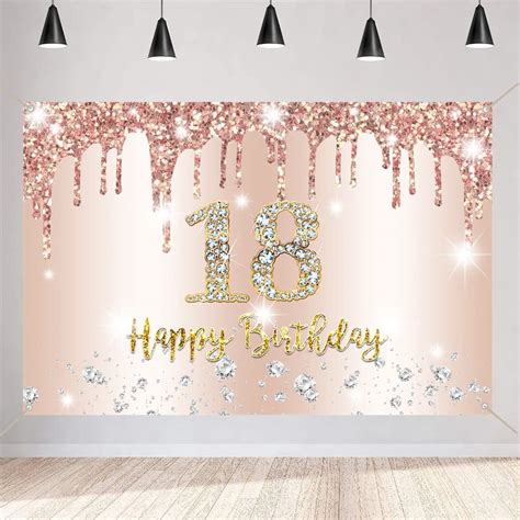 Buy Happy 18th Birthday Backdrop Banner For Girls 18th Birthday Decorations 18 Years Old Fabric
