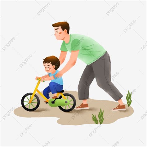 Dad And Son Clipart Vector Dad Teaches His Son To Ride A Car Scene