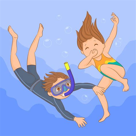 Little Kids Scuba Diving 2166696 Vector Art At Vecteezy