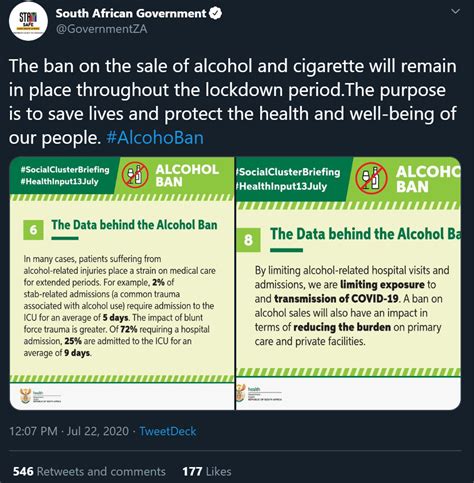 Update Ban On Alcohol And Cigarettes To Remain Under Current Regulations