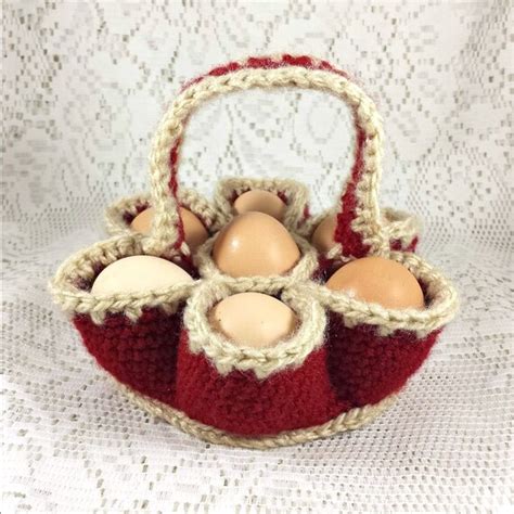 Items Similar To Jr Crochet Egg Carrying Basket Egg Caddy Egg Carton Egg Collecting For