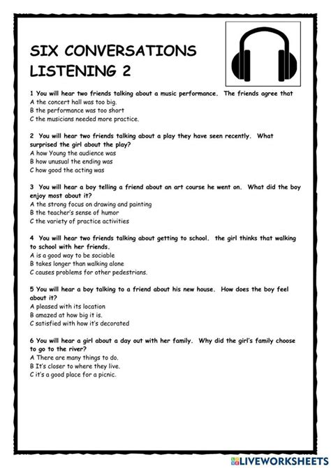 Listening Online Worksheet For B1 You Can Do The Exercises Online Or