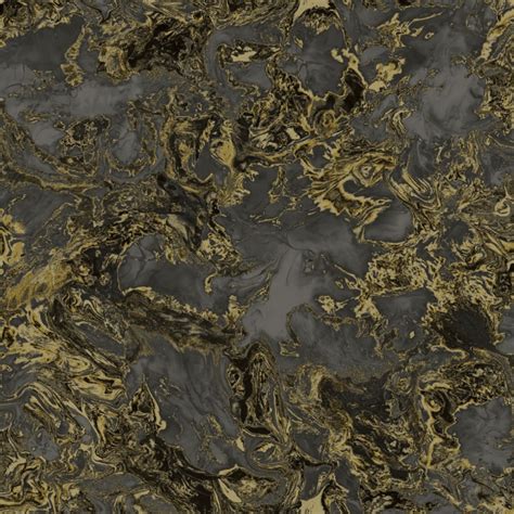 Debona Liquid Marble Black And Gold Metallic Wallpaper 6357