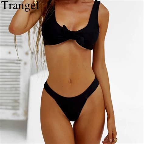 Trangel 2019 Bandage Swimwear Women Solid Bikini Set Sexy Swimsuit Womens Beach Wear Bikinis