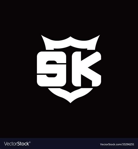 Sk Logo Monogram With Shield Around Crown Shape Vector Image
