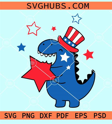 Patriotic Dinosaur Svg American Dinosaur Svg 4th Of July Svg