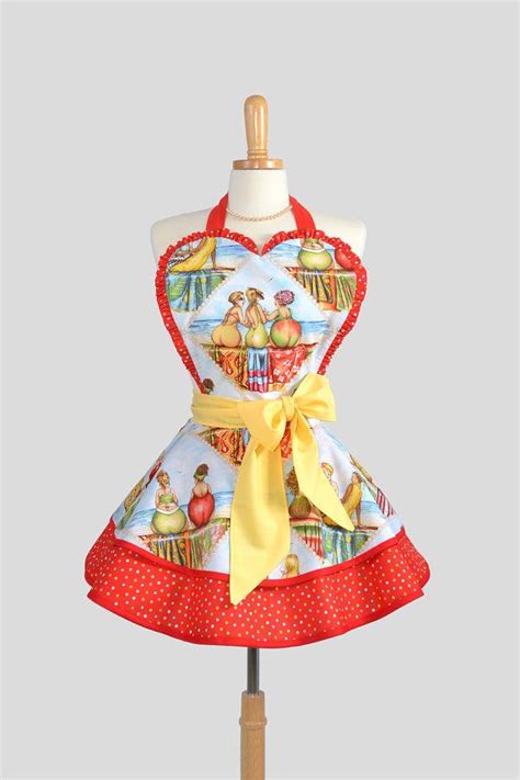 Sexy Retro Pinup Apron Fruity Women In A Cute Feminine And Etsy Pinup Apron Cute Aprons
