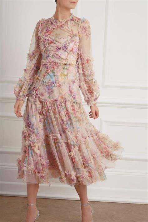 Floral Diamond Ruffle Ballerina Dress Dresses Needle And Thread