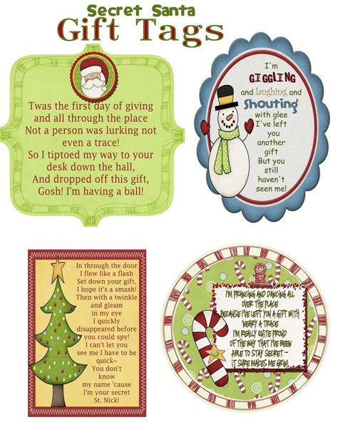 Secret Santa Gift Tag Poem Pdf File Etsy Santa Gift Tags Secret