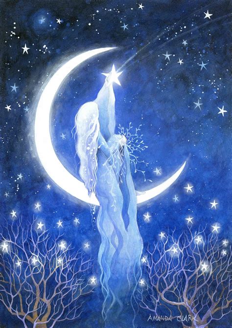 A Print Titled Moon Goddess By Amanda Clark Etsy UK Moon Goddess Art Celestial Art Moon Art