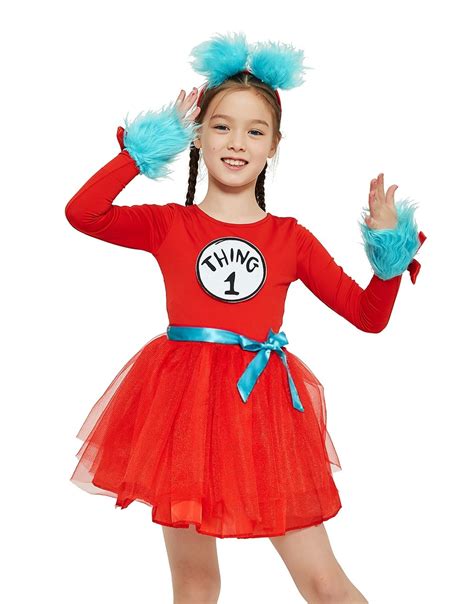 Girls Dr Seuss Cat In The Hat Things Costume Set Book Week