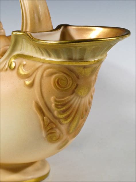 19th C Royal Worcester Blush Double Spouted Vase With Figurehead From